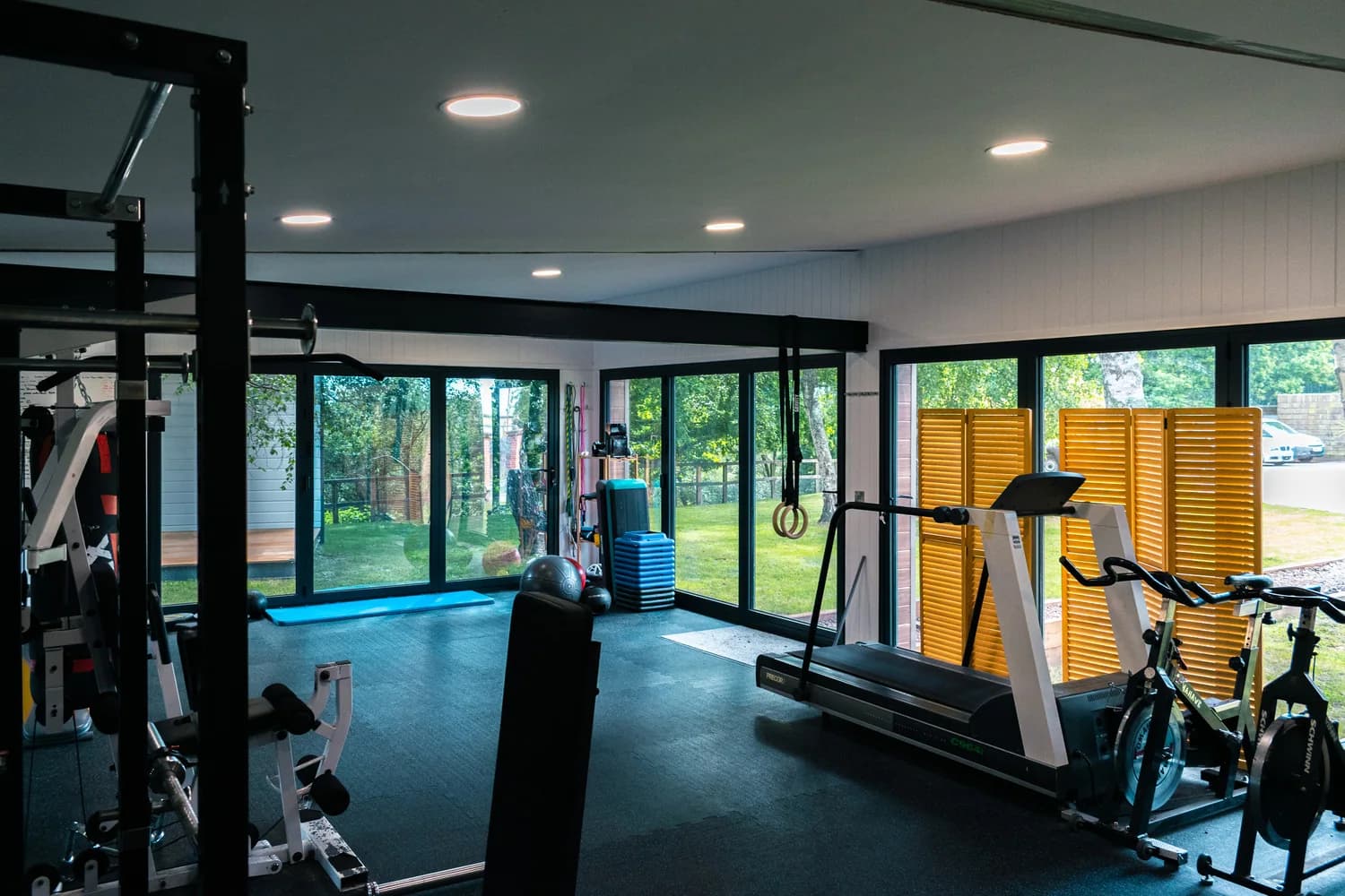 Garden gym interior with equipment
